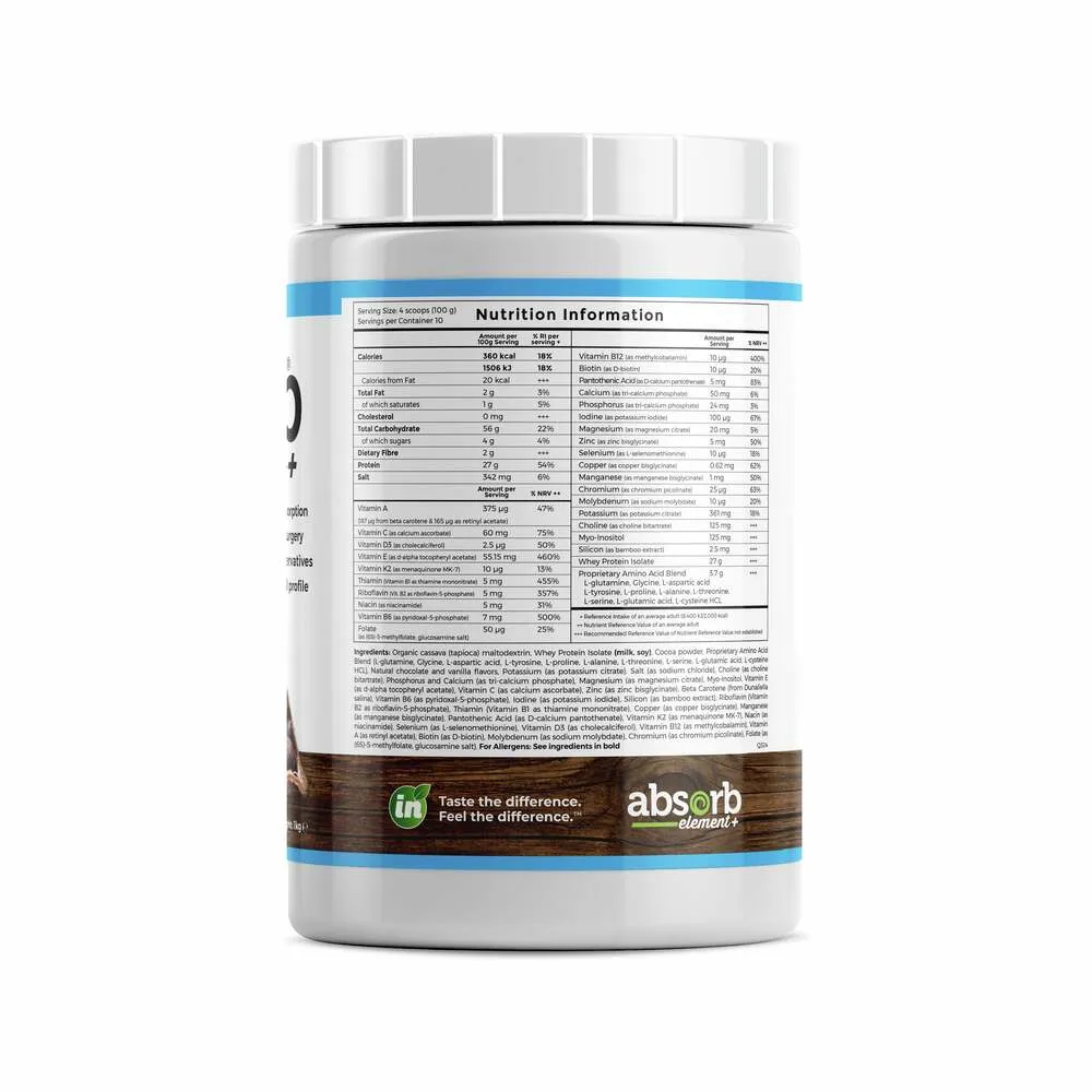 Absorb Element+ Unsweetened Chocolate - 1kg | Imix Nutrition
