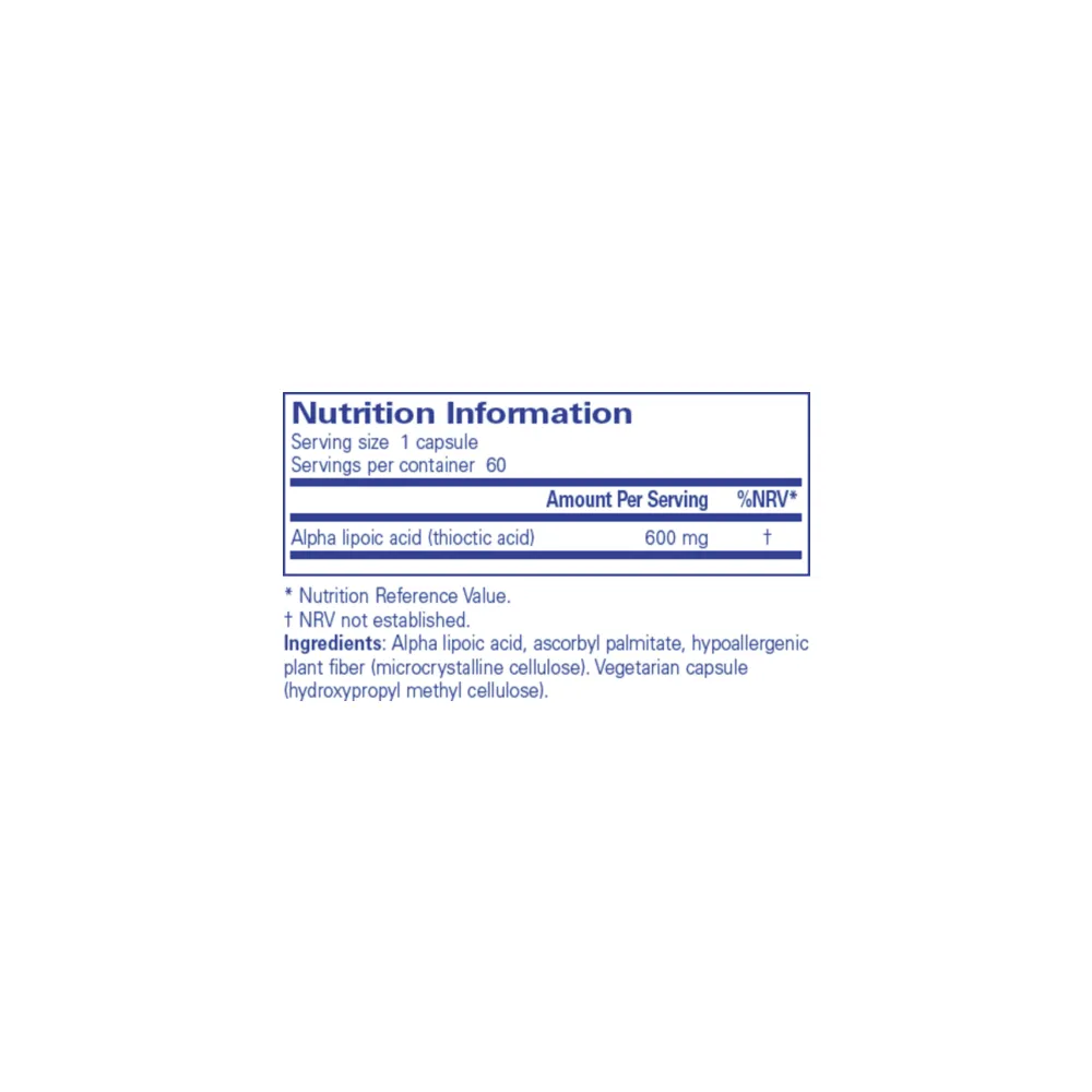 Alpha Lipoic Acid 600mg - 60 Capsules | Pure Encapsulations