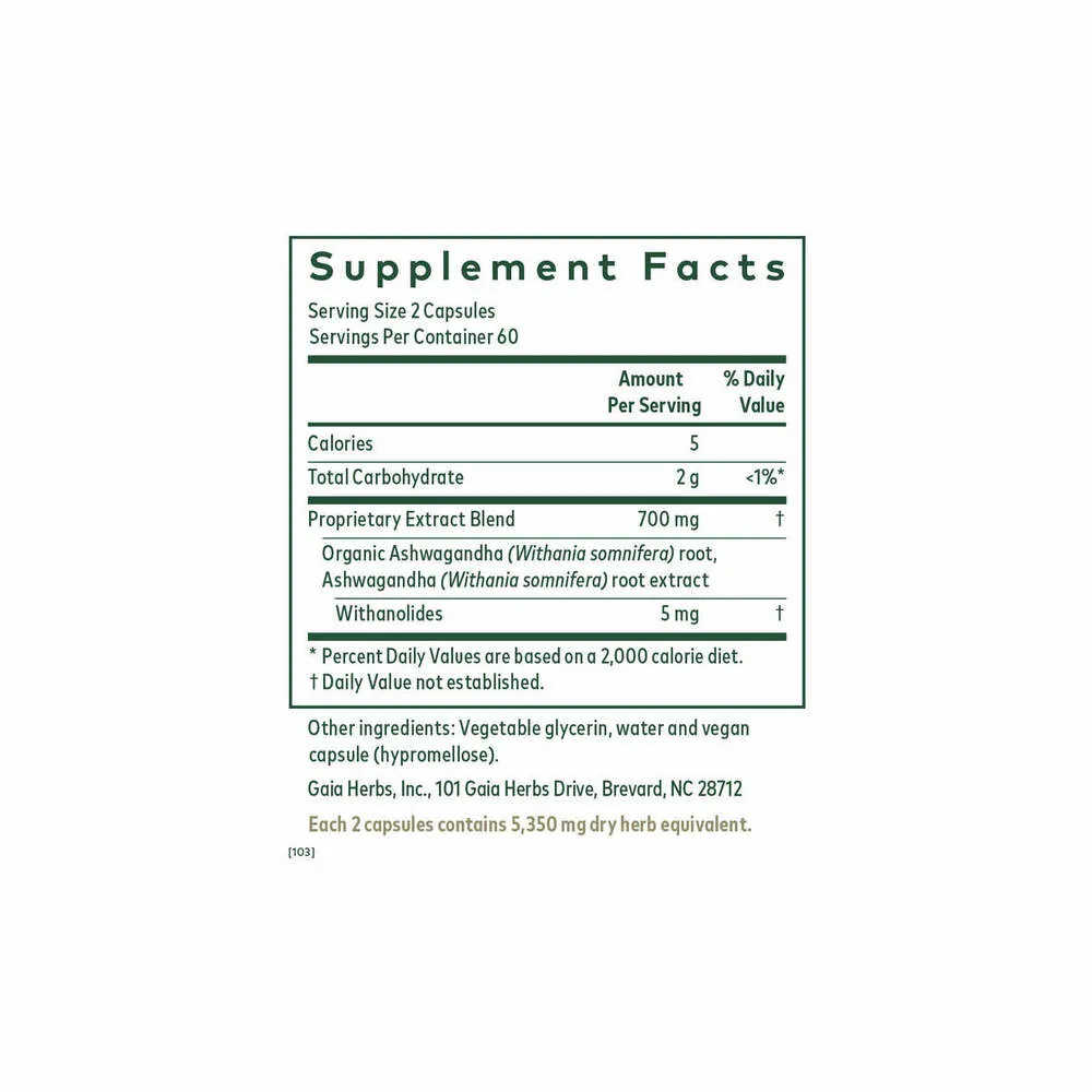 Ashwagandha 700 - 120 Liquid Phyto-Caps | Gaia Herbs