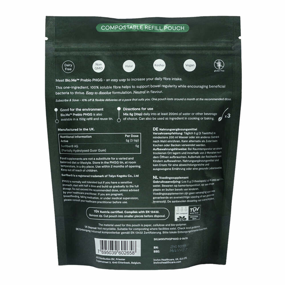 Bio.Me Prebio PHGG Pouch - 150g | Invivo Healthcare