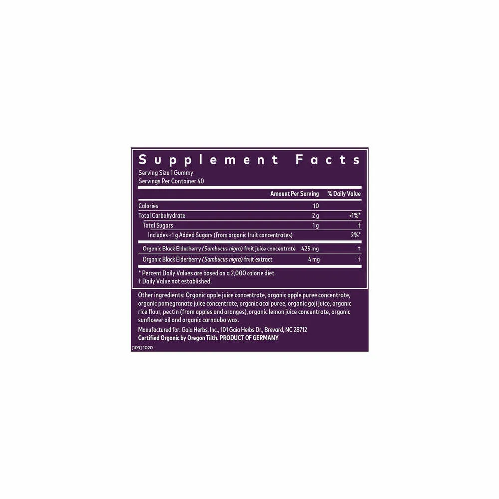 Black Elderberry Kids Daily Gummies - 40 Gummies | Gaia Herbs