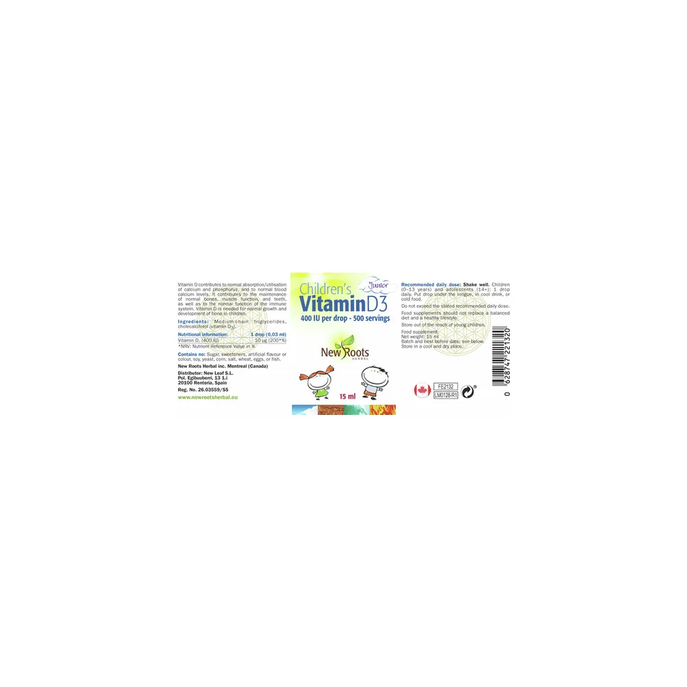 Children's Vitamin D3 - 15ml | New Roots Herbal