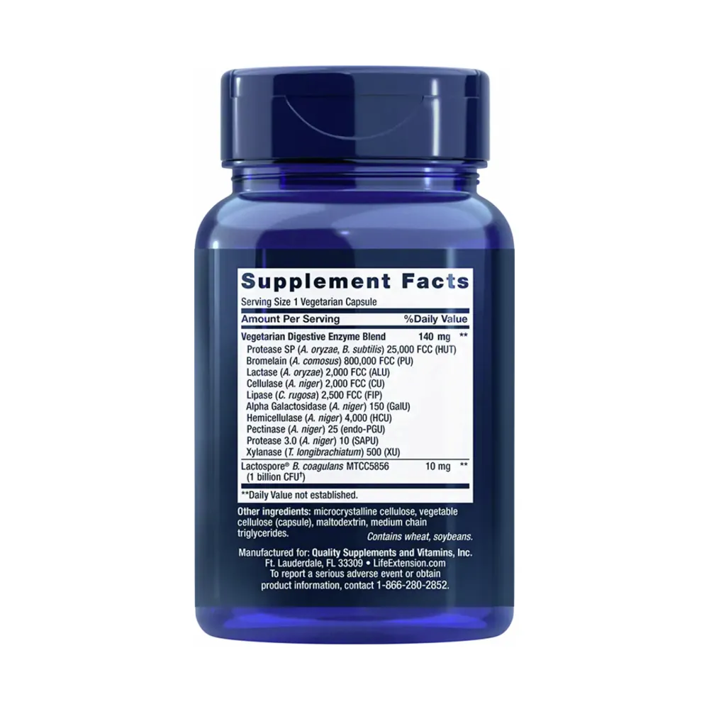 Enhanced Super Digestive Enzymes with Probiotics - 60 Capsules | Life Extension