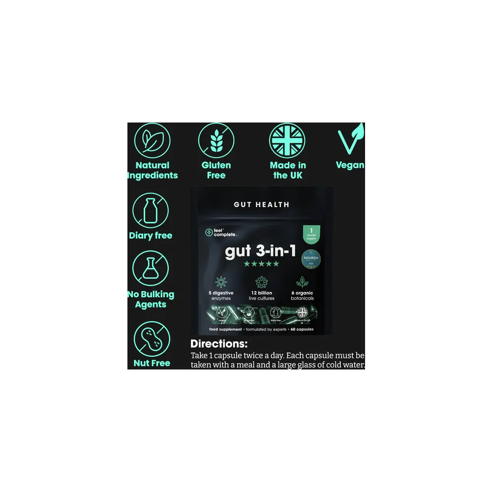 Gut 3-in-1 - 60 Capsules | Feel Complete