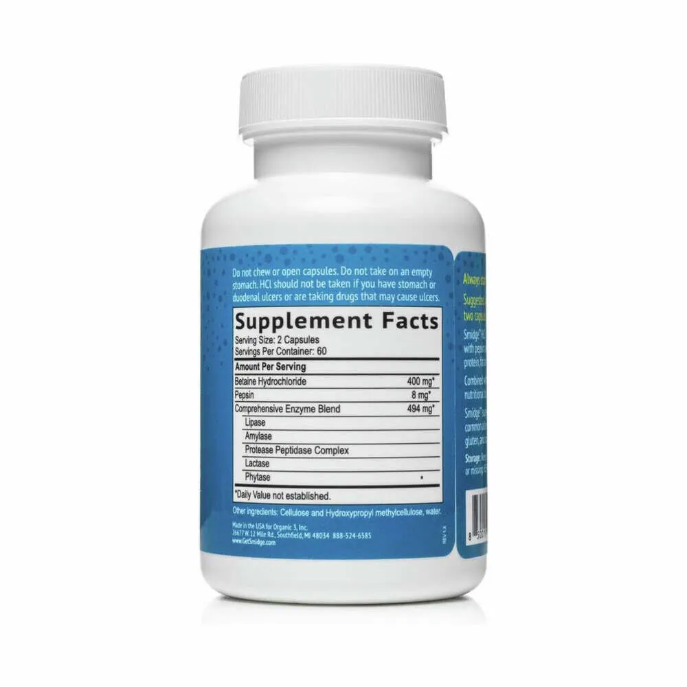 HCL + Enzymes - 120 Capsules | Smidge