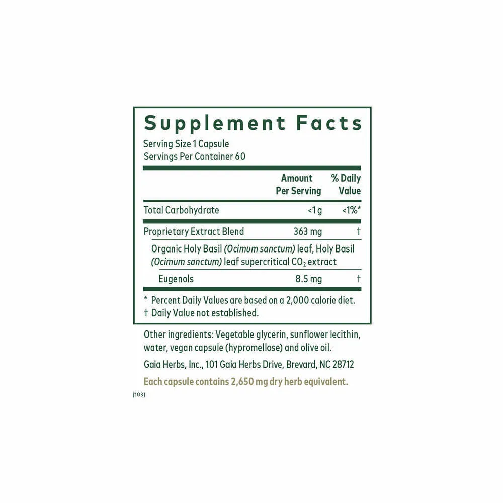 Holy Basil - 60 Liquid Phyto-Caps | Gaia Herbs
