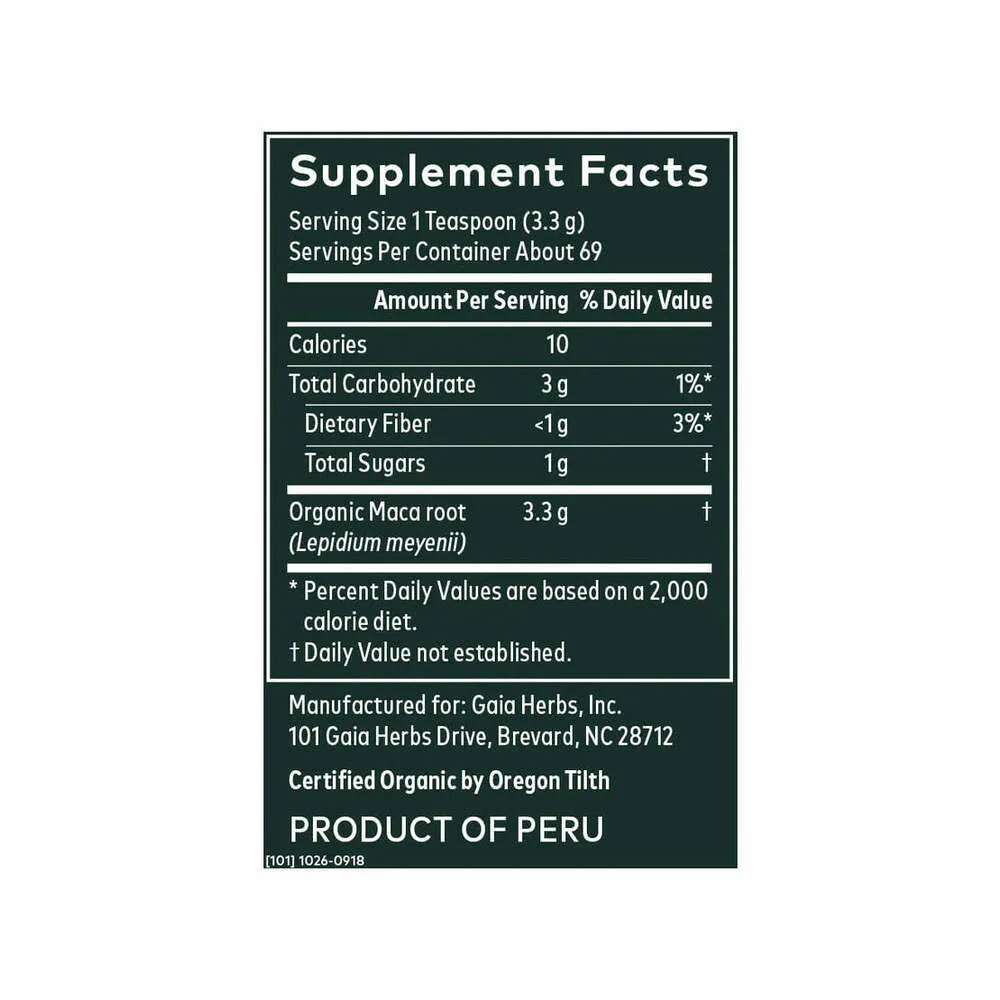 Maca Powder (Gelatinized) - 227g | Gaia Herbs