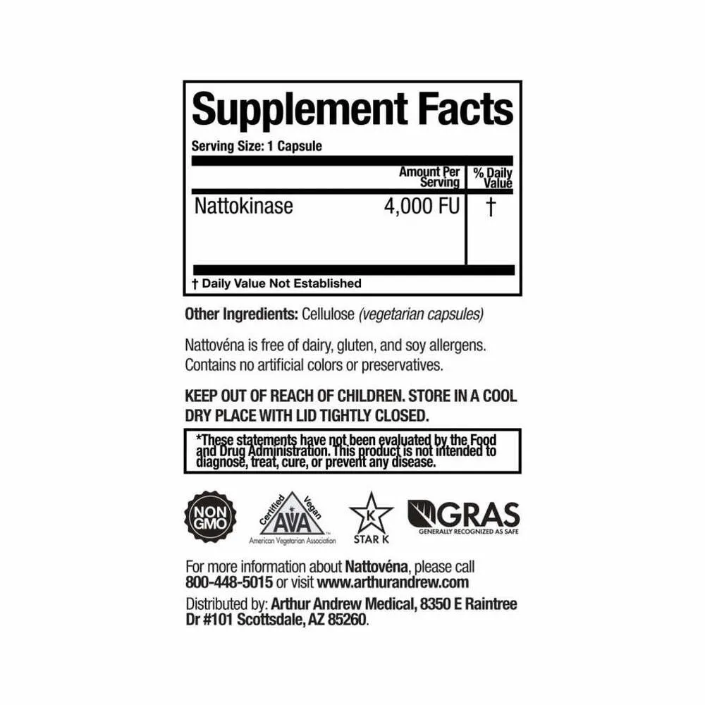 Nattovena 4000 FU - 180 Capsules | Arthur Andrew Medical
