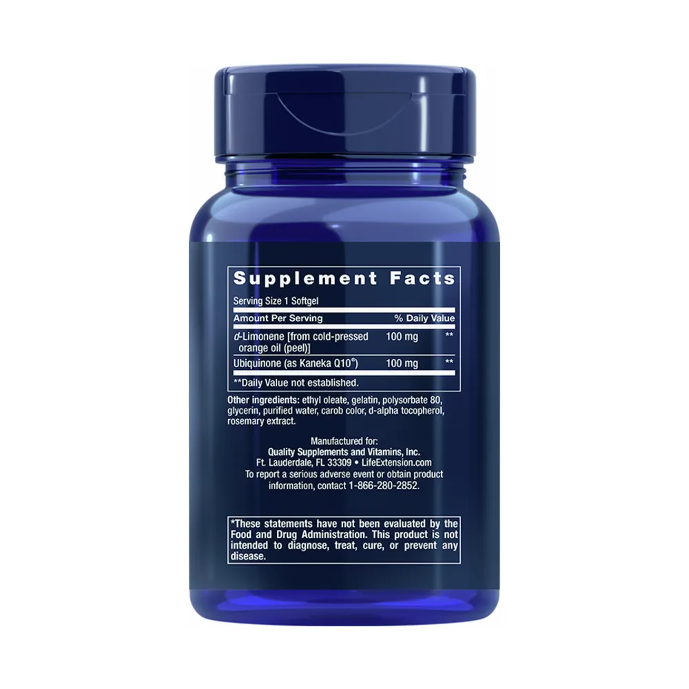 Super-Absorbable CoQ10 100mg with d-Limonene - 60 Softgels | Life Extension