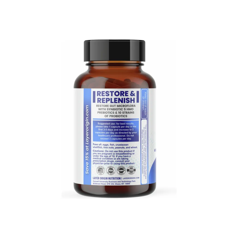 SuperHMO Synbiotic (5 Human Milk Oligosaccharides + Probiotics) - 60 Capsules | Layer Origin