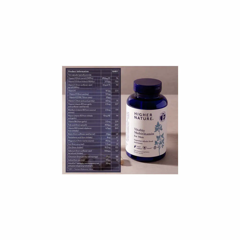 Vitality Multivitamin for Men - 60 Capsules | Higher Nature
