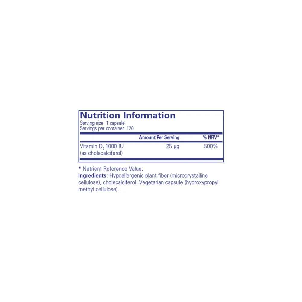 Vitamin D3 1,000 IU - 120 Capsules | Pure Encapsulations