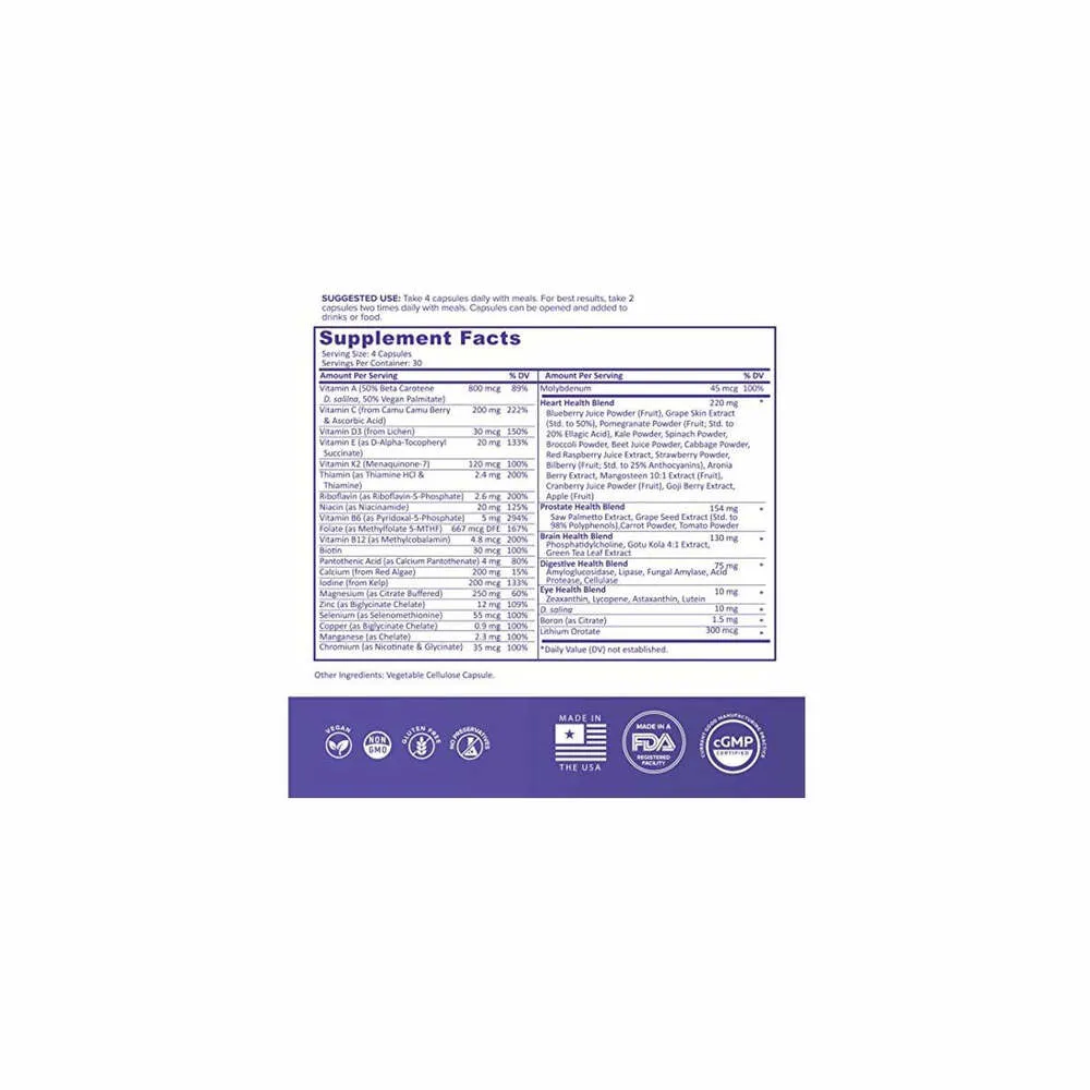 Whole Food Multivitamin for Men - 120 Capsules | Vitamin IQ